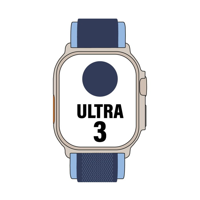 Apple Watch Ultra 3 GPS/Cellular 49mm Titanio Natural con Correa Loop Trail Azul S/M Apple Watch Ultra 3 GPS/Cellular 49mm Titanio Natural con Correa Loop Trail Azul S/M